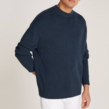 Calvin Klein Ribbed Relaxed Pullover - Navy