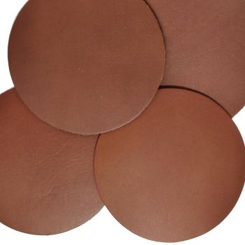 4er Set Lederuntersetzer - cognac