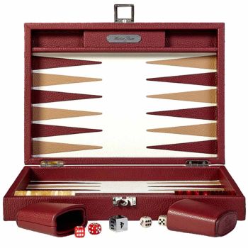 Hector Saxe Leather Backgammon - Burgundy