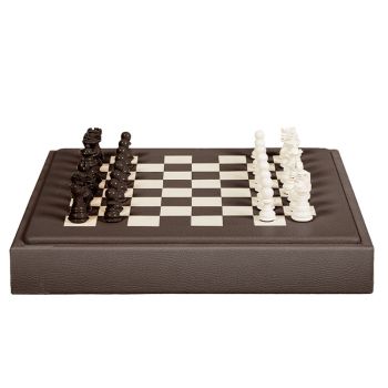 Hector Saxe Schachset Aus Leder - Schokolade
