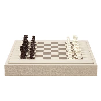 Hector Saxe Schachset aus Leder - Elfenbein