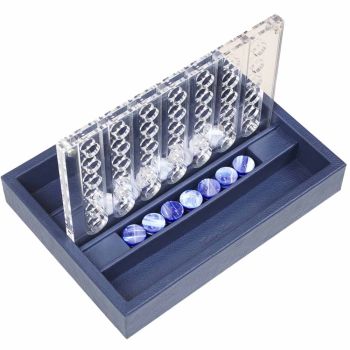 Hector Saxe Leder Connect 4 Spiel - Französisches Blau