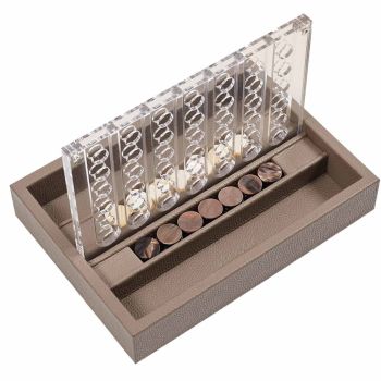 Hector Saxe Leder Connect 4 Spiel - Taupe