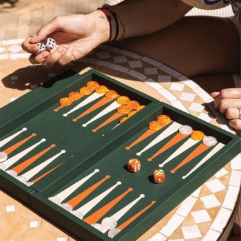 House of Nobilique Leren Backgammon Koffer - Groen