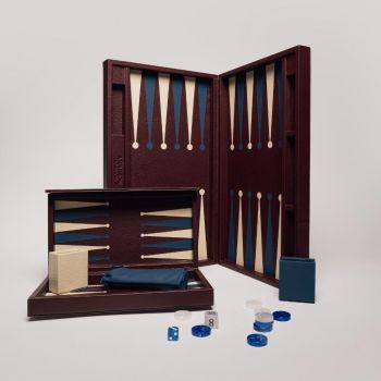 House of Nobilique Leather Big Backgammon - Burgundy