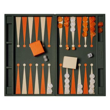 House of Nobilique Leather Big Backgammon - Green