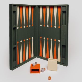 House of Nobilique Leather Big Backgammon - Green