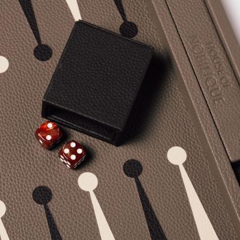 House of Nobilique Leather Big Backgammon - Taupe