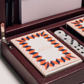 House of Nobilique Scatola per carte di credito in pelle - Borgogna