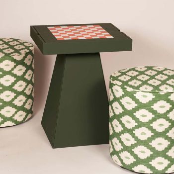 House of Nobilique Leather Game Table - Green