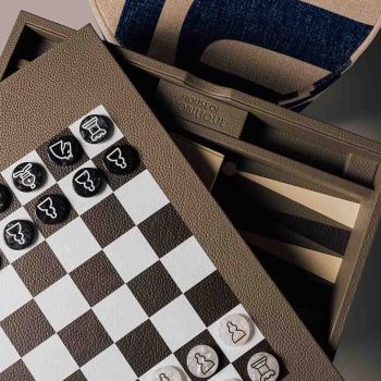 House of Nobilique Leather Game Table - Taupe