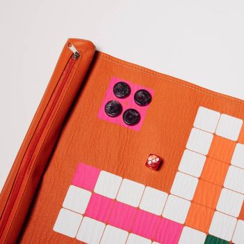 House of Nobilique Leder Roll-Up Ludo Set - Orange