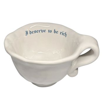 Incartato Ceramics Issues Cappuccino Cup - "I deserve to be rich"