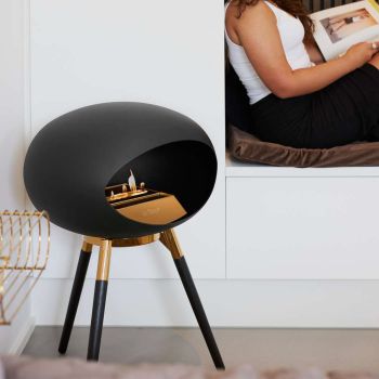Le Feu Bio-Kamin Ground Wood Low Rosegold - Schwarze Eiche