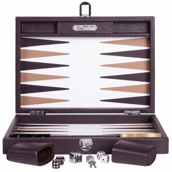 Leather Backgammon in Buffalo chocolate brown 