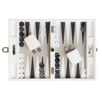 Hector Saxe Leder Backgammon - Weiß