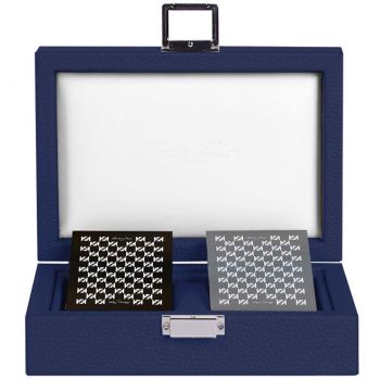 Leather card case box in blue