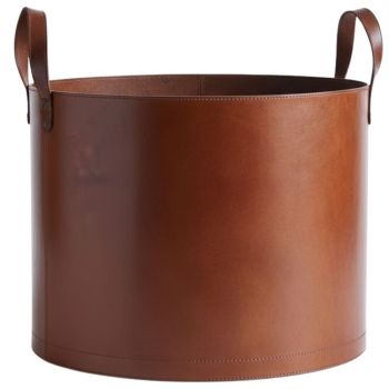 Life Of Riley Leather Round Basket - Large