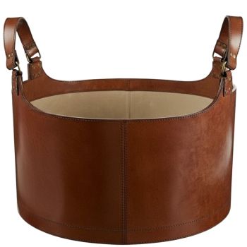 Life Of Riley Leather Round Basket - Small