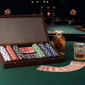 Manopoulos Poker Set Case - Black Wood