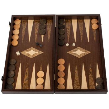 Manopoulos Wenge 3-in-1 Chess, Backgammon & Checkers Set - Dark Brown