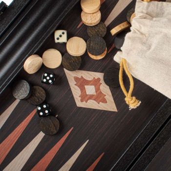 Manopoulos Wenge Replica Wooden Backgammon Set - Black Wood