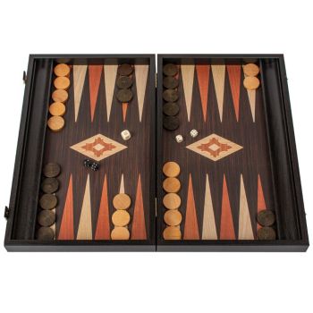 Manopoulos Wenge Replica Wooden Backgammon Set - Black Wood