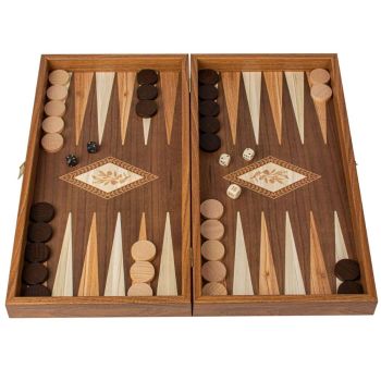 Manopoulos Wooden Chess & Backgammon Replica Set - Walnut Brown