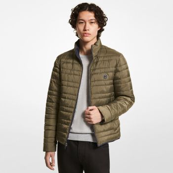 Michael Kors Wendbare wattierte Pufferjacke - Marineblau/Olive
