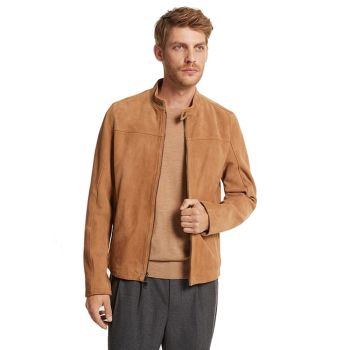Michael Kors Wildleder Racer Jacke - Kamel