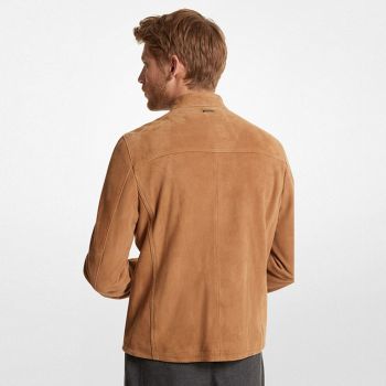 Michael Kors Wildleder Racer Jacke - Kamel