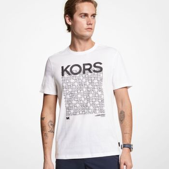 Michael Kors Newsprint Logo T-Shirt - Blanc