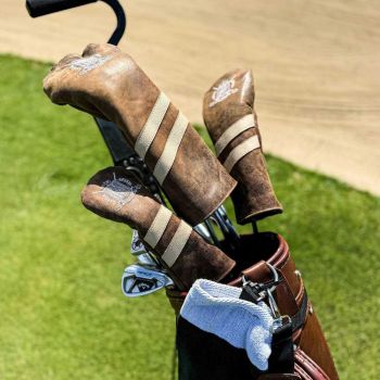 Modest Vintage Player Leder Golfhüllen-Set – Braun/Creme