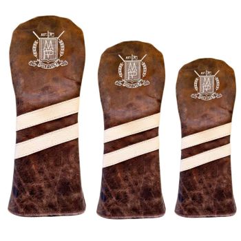 Modest Vintage Player Leather Golf Covers Set - Brown/Cream