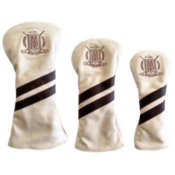 Modest Vintage Player Leather Golf Covers Set - Cream/Brown