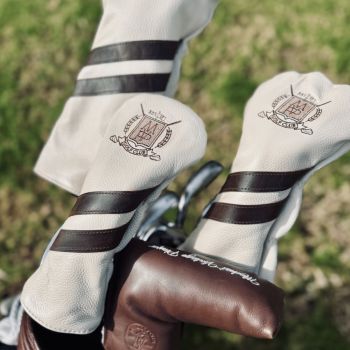 Modest Vintage Player Leder Golfhüllen-Set – Creme/Braun