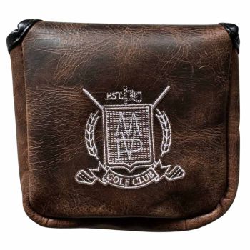 Modest Vintage Player Leather Golf Putter Cover (Mallet) - Brown