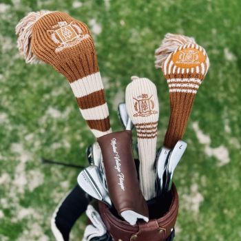 Modest Vintage Player Wolle stricken Golf Cover Set - Creme/Braun