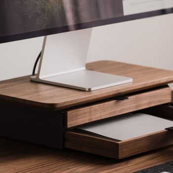 Oakywood Schreibtischaufsatz Mini Doppelte Schublade - Walnuss