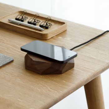 Oakywood Trådlös geometrisk laddningsplatta - valnöt