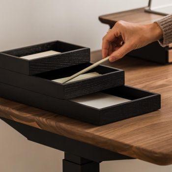 Oakywood Valet Holztablett-Set - Schwarz