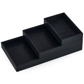 Oakywood Stackable Valet Tray Bundle Organizers - Black