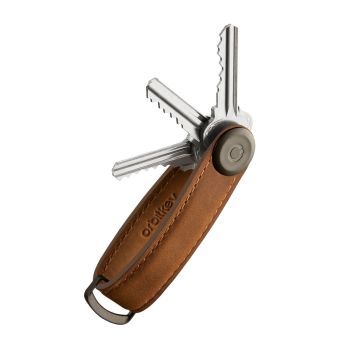 Crazy Horse Leather Key Organiser - Chestnut Brown/Brown