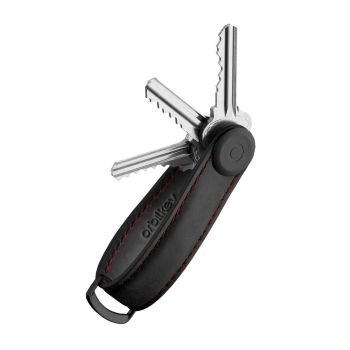 Crazy Horse Leather Key Organiser - Black/Red