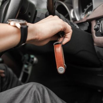 Orbitkey Schlüssel-Organizer aus Leder - cognac