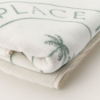 Place Reservee Die Club Kollektion Strandtuch - Ecru/Eukalyptusgrün