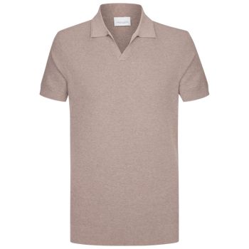 Profuomo Luxuriöse Basic-Polo mit offenem Kragen – Braun