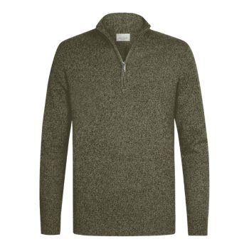 Profuomo Woolen Half-Zip Pullover - Dark Green