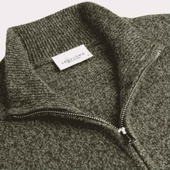 Profuomo Woolen Half-Zip Pullover - Dark Green