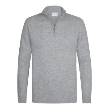 Profuomo Woolen Half-Zip Pullover - Grey